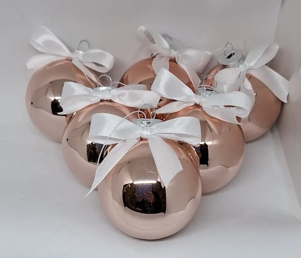 Kerstbal 6cm - glanzend roze