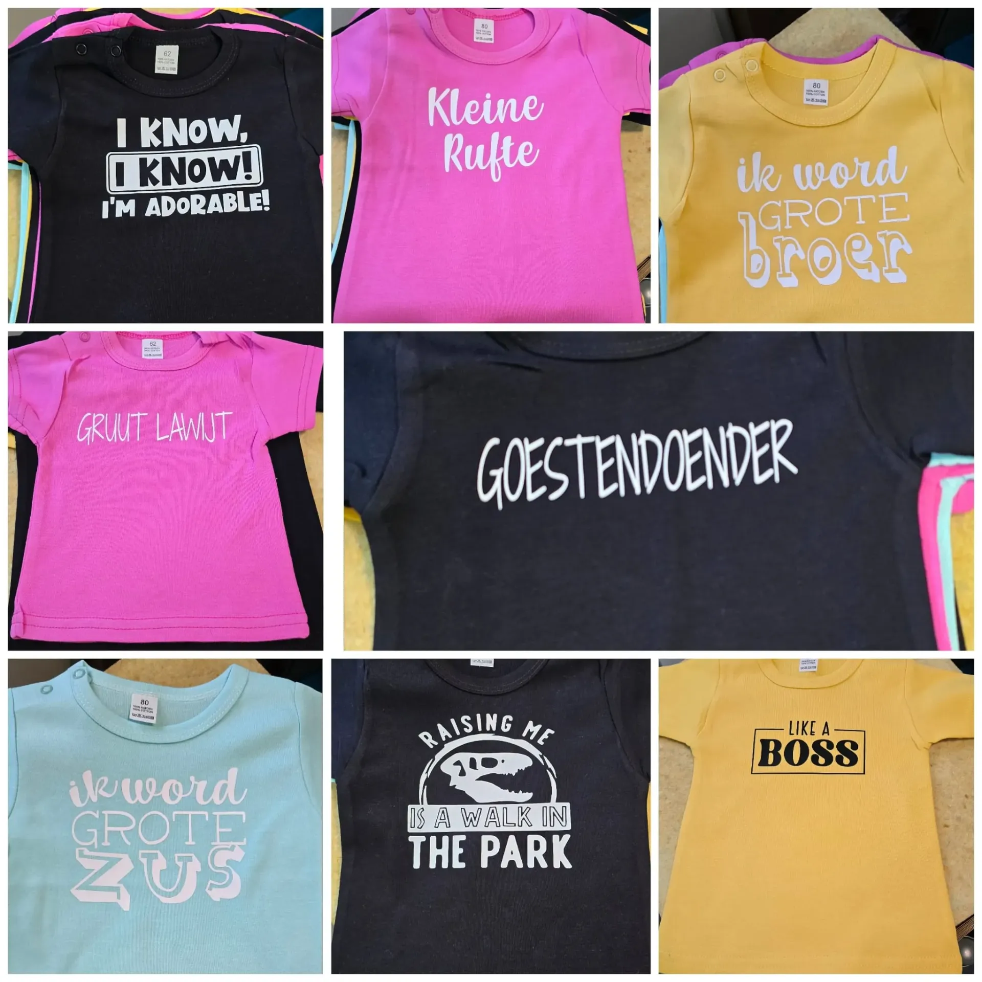 15% korting op alle rompers en T-shirten in het marktrek