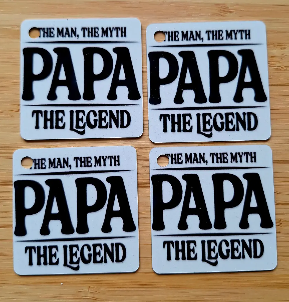 Sleutelhanger - the man, the myth, the legend: Papa - vierkant