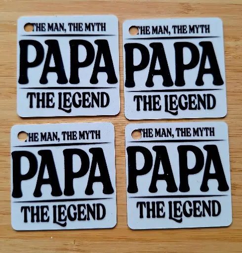 Sleutelhanger - the man, the myth, the legend: Papa - vierkant